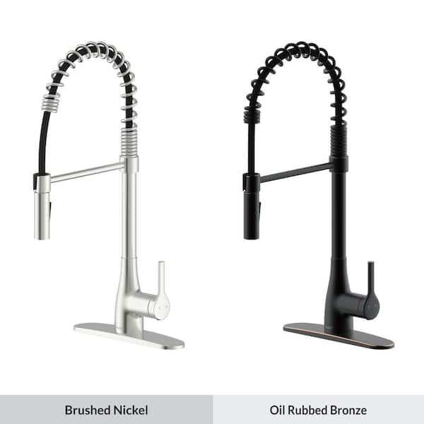 Classic Series Single-Handle Pull-Down Spring Neck Sprayer Kitchen Faucet in Brushed Nickel