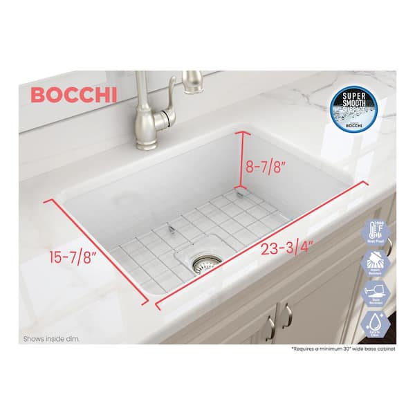 Sotto Undermount Fireclay 27 in. Single Bowl Kitchen Sink with Bottom Grid and Strainer in White