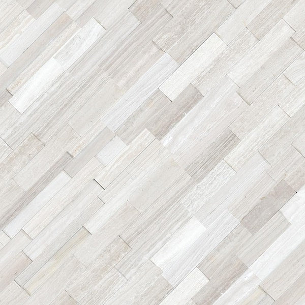 White Oak 3D Ledger Panel 6 in. x 24 in. Honed Marble Wall Tile (6 sq. ft./Case)