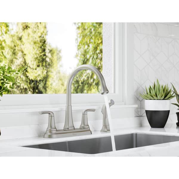 Ladera 2-Handle Standard Kitchen Faucet with Optional Side Sprayer in Spot Defense Stainless Steel