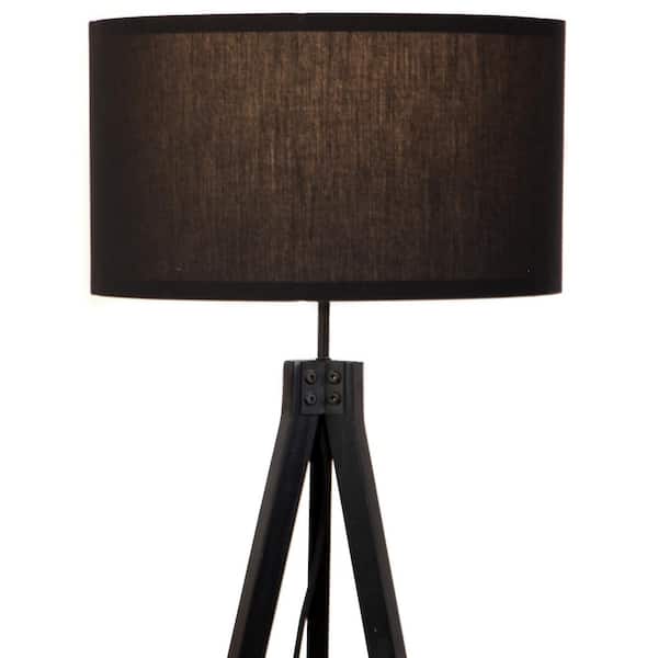 Eden 58 in. Black Wooden Tripod Floor Lamp