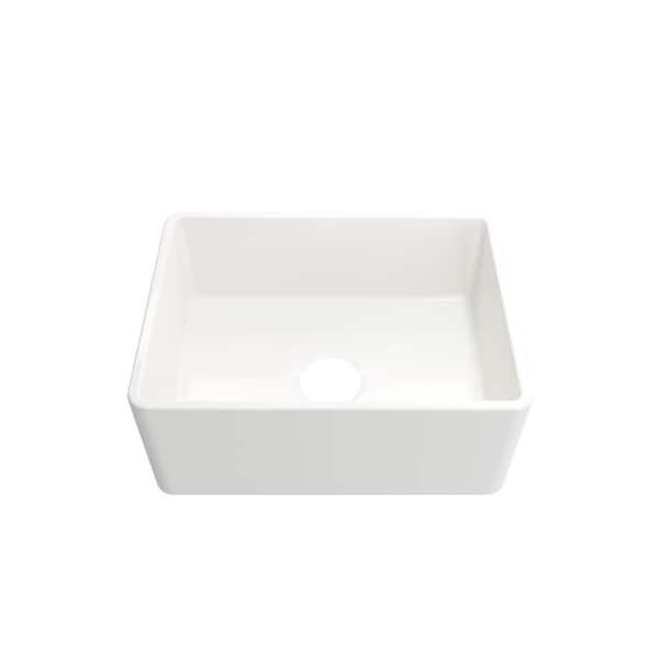Farmhouse Apron-Front Fireclay 24 in. Single Bowl Kitchen Sink in White with Bottom Grid