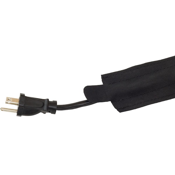 15 ft. Fabric Floor Cord Protector in Black