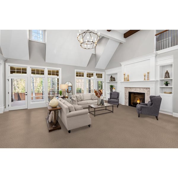 Dream Wish  - Goal - Beige 32 oz. SD Polyester Texture Installed Carpet