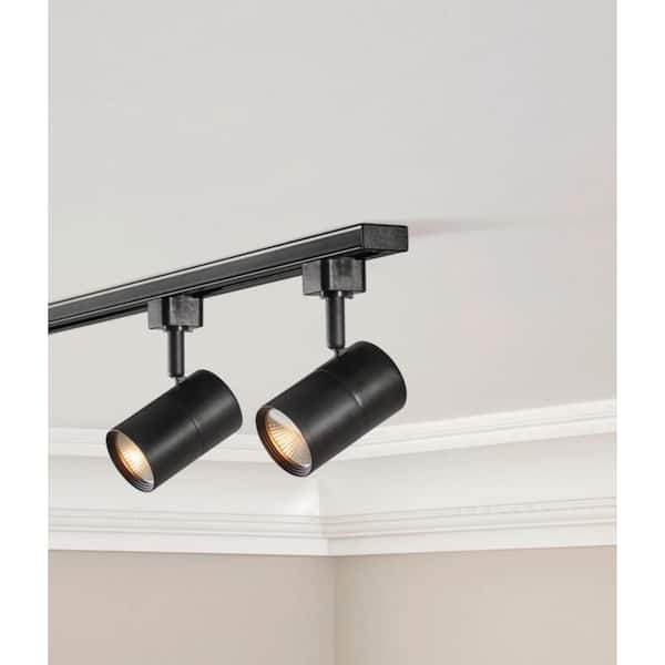 1-Light Black Integrated LED Mini-Cylinder Linear Track Lighting Head