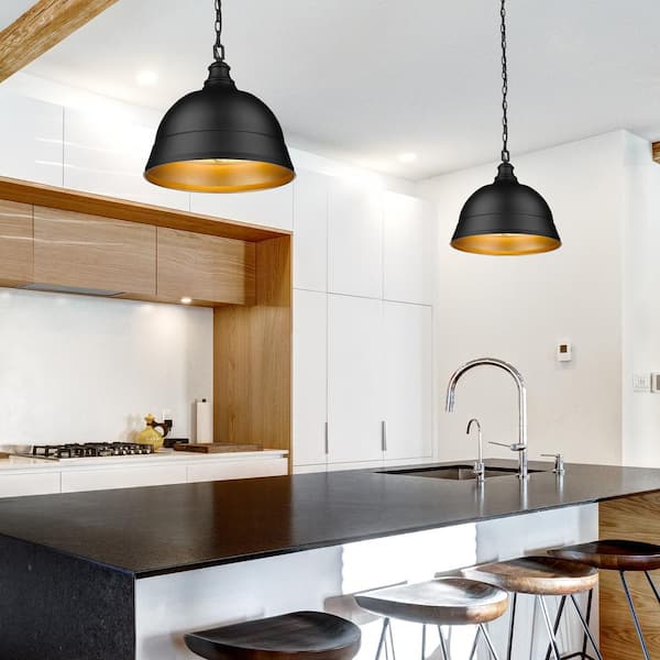 Rebel 2-Light Matte Black Hanging Barn Light Pendant