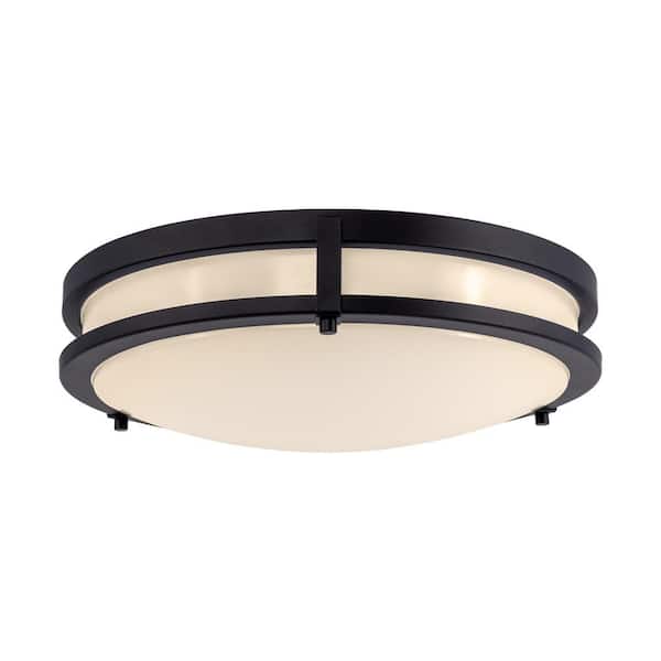 Ripon 14.8 in. W Matte Black Integrated LED Dimmable Flush Mount Ceiling Light