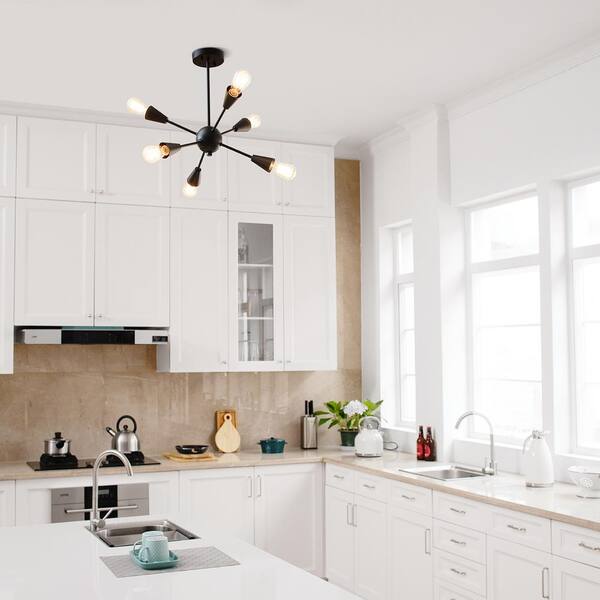 Emmanuelle 19.25 in. 6-Light Matte Black Semi-Flush Mount Ceiling Light