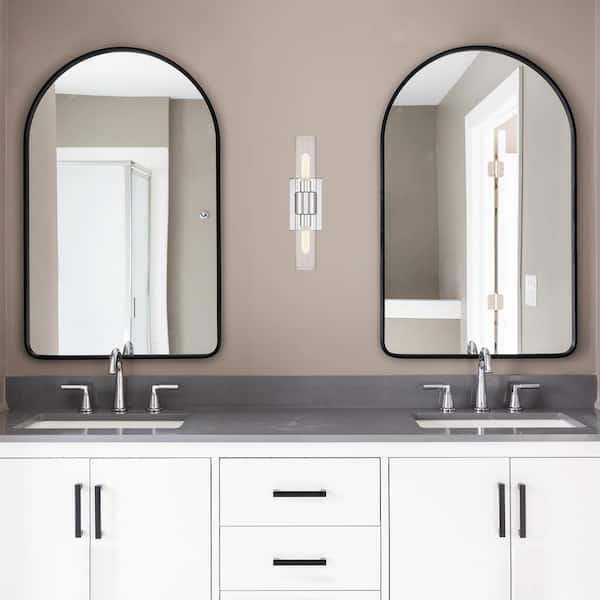 Anton 4.5 in. 2-Light Chrome Transitional Wall Sconce with Clear Glass Shades