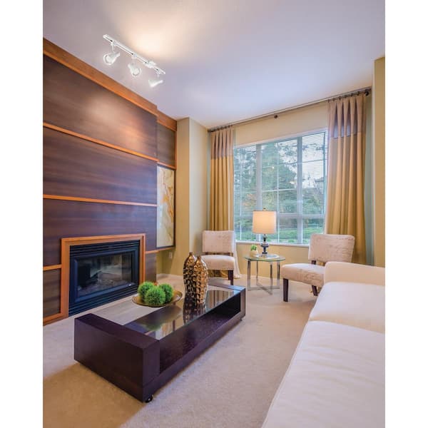 4 ft. 3-Lights Matte White Linear Track Lighting Kit