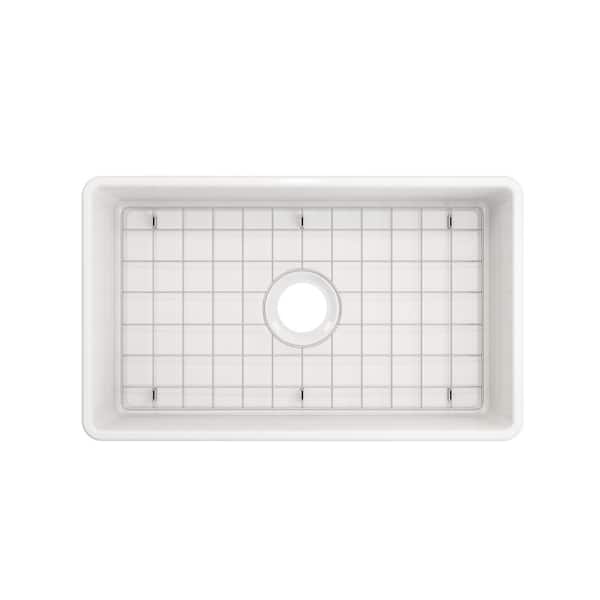 Farmhouse Apron-Front Fireclay 30 in. Single Bowl Kitchen Sink in White with Bottom Grid