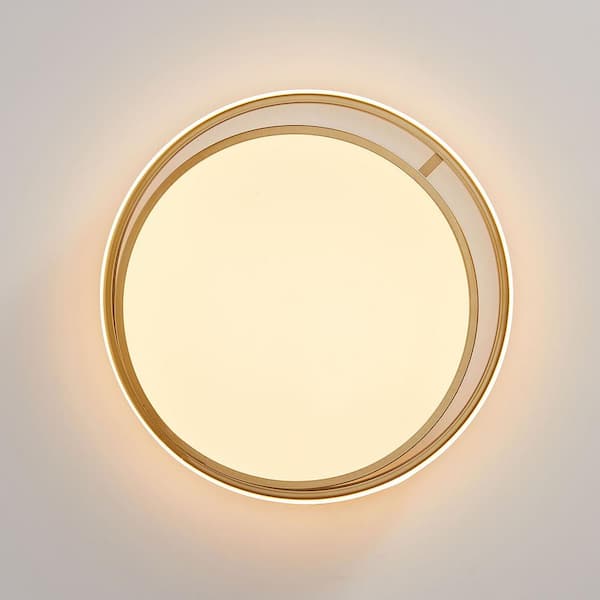 17.7 in. 2-Light Gold Unique/Statement LED Flush Mount Home Hollow Design Ceiling Lighting