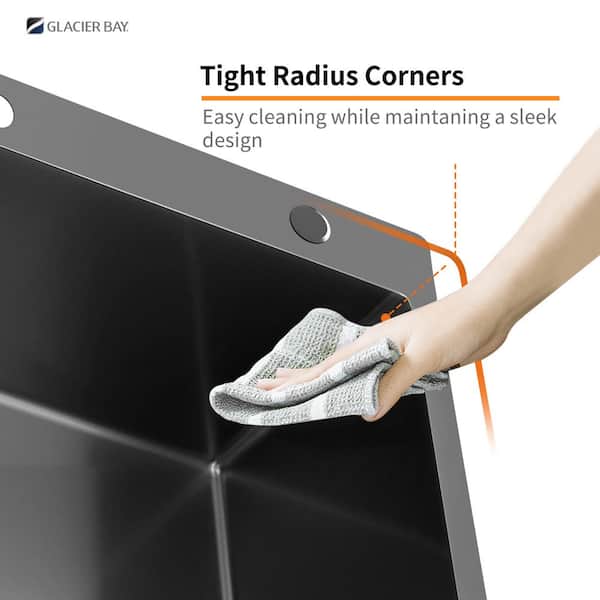 Gunmetal Black Stainless Steel 25 in. 18 Gauge Single Bowl Dual Mount Kitchen Sink with Black Spring Neck Faucet