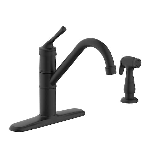 Barnhart Single-Handle Kitchen Faucet with Side Sprayer in Matte Black