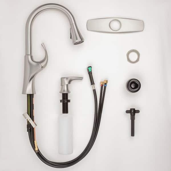 Miri Single-Handle Pull-Down Sprayer Kitchen Faucet with Soap Dispenser in Spot Defense Stainless Steel