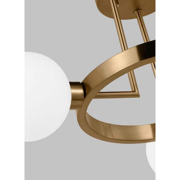 Clybourn 21 in. 3-Light Satin Brass Semi-Flush Mount