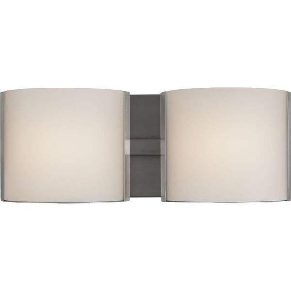 Blanco LED Collection 2-Light Brushed Nickel Etched Glass Modern Bath Vanity Light