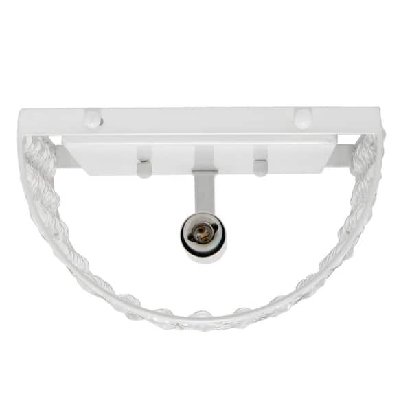 8 in. 1-Light White Sconce Light Modern Contemporary with Crystal and Metal