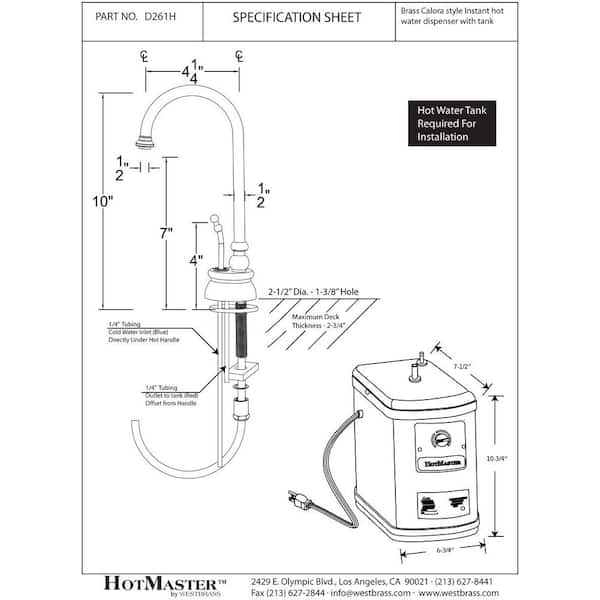 10 in. Calorah 1-Handle Hot Water Dispenser Faucet with Instant Hot Heating Tank, Satin Nickel