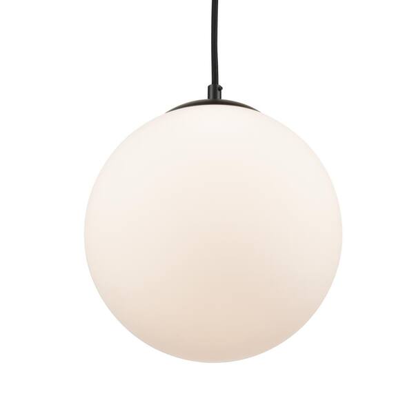 Zeno 1-Light Black/White Globe Pendant with Glass Shade