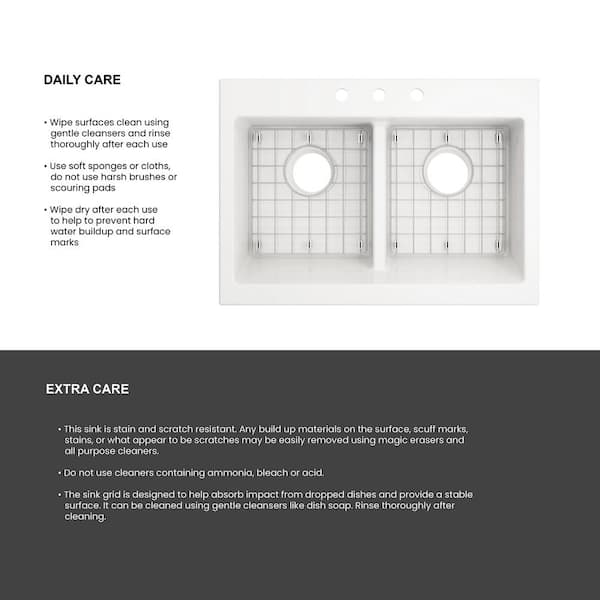 Farmhouse Apron-Front Fireclay 34 in. 3-Hole Double Bowl Kitchen Sink in White with Bottom Grid