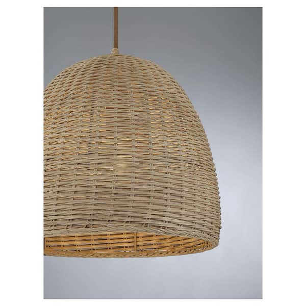 Meridian 14 in. W x 15 in. H 1-Light Natural Shaded Pendant Light
