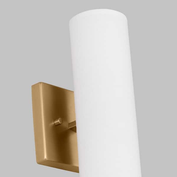 Capalino 2-Light Satin Brass Wall Sconce with White Linen Fabric Shade