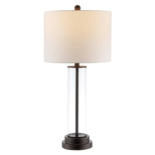 Cassian 26 in. Clear Table Lamp with White Shade
