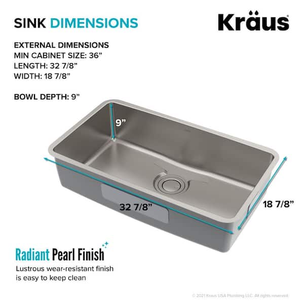Dex 33 Undermount 16 Gauge Stainless Steel Single Bowl Kitchen Sink