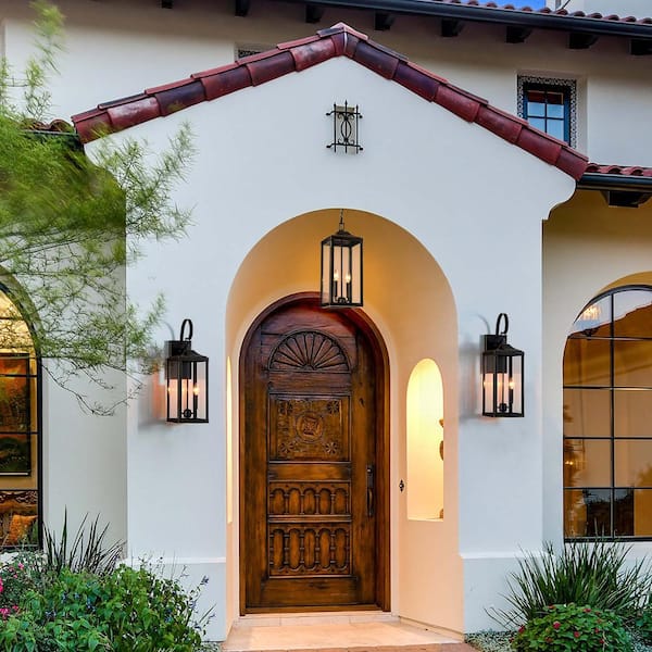 Jefferson 20 in. H 2-Light Bronze Large Outdoor Pendant Light with Clear Glass