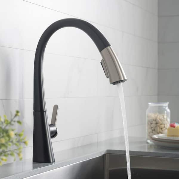 Nolen Single-Handle Pull-Down Sprayer Kitchen Faucet with Dual Function Sprayer in Spot Free Stainless Steel/Matte Black