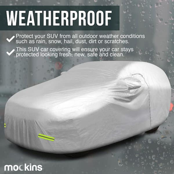 190 in. x 75 in. x 72 in. Heavy-Duty 190T Polyester Car Cover with Zipper Door for SUV - Breathable and Waterproof