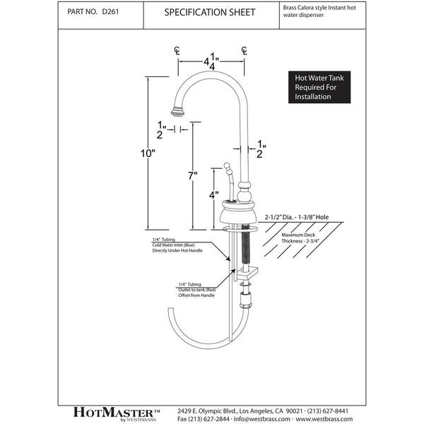 10 in. Calorah 1-Handle Hot Water Dispenser Faucet (Tank sold separately), Satin Nickel