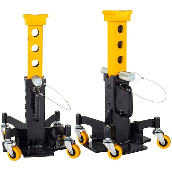 22-Ton Heavy-Duty Jack Stands with Pin Style Stand Welded Steel and 4-Casters