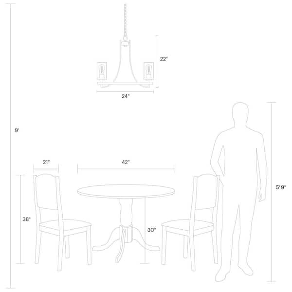 Gaston 5-Light Weathered Gray Rustic Farmhouse Wagon Wheel Chandelier with Distressed Oak Accents and Water Glass Shades