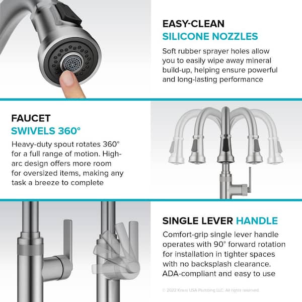 Allyn Industrial Pull-Down Single Handle Kitchen Faucet in Matte Black