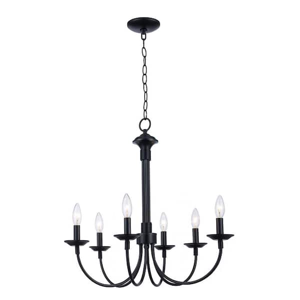 Candle 6-Light Black Candle Chandelier Light Fixture