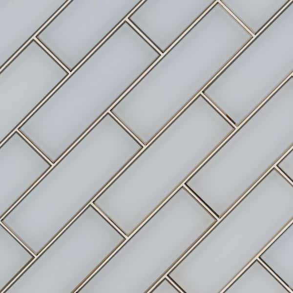 Ice Bevel 4 in. x 12 in. Solid Glossy Glass Subway Wall Tile (0.3 sq. ft. / Each)