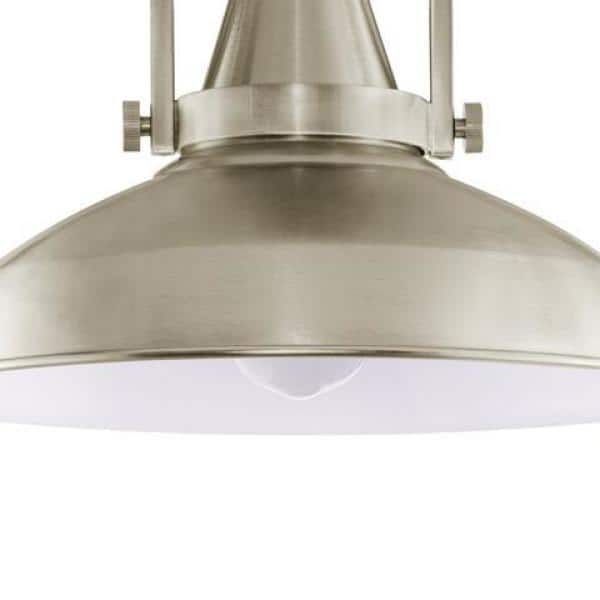Wilhelm 12 in. 1-Light Brushed Steel Industrial Farmhouse Semi-Flush Mount Ceiling Light Fixture with Metal Shade