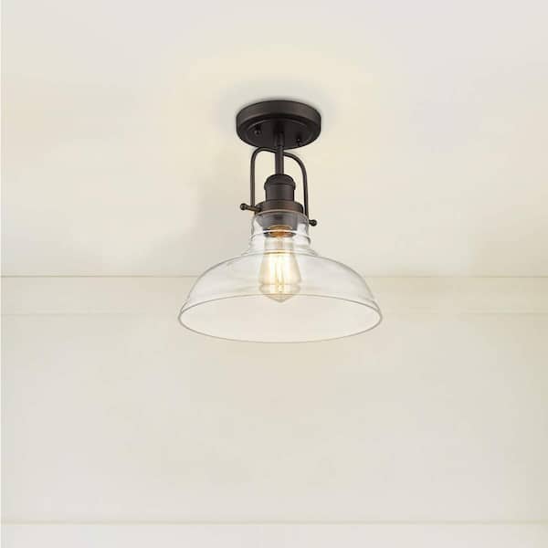 11 in.1-Light Oil Rubbed Bronze Finish With Clear Glass Semi-Flush Mount Light