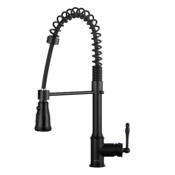 All-in-One Matte Black Finished Stainless Steel 32 in. x 18 in. Undermount Kitchen Sink with Spring Neck Faucet