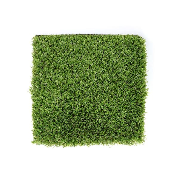 15 ft. W x Cut to Length Green and Tan Quick Draining Artificial Grass Turf