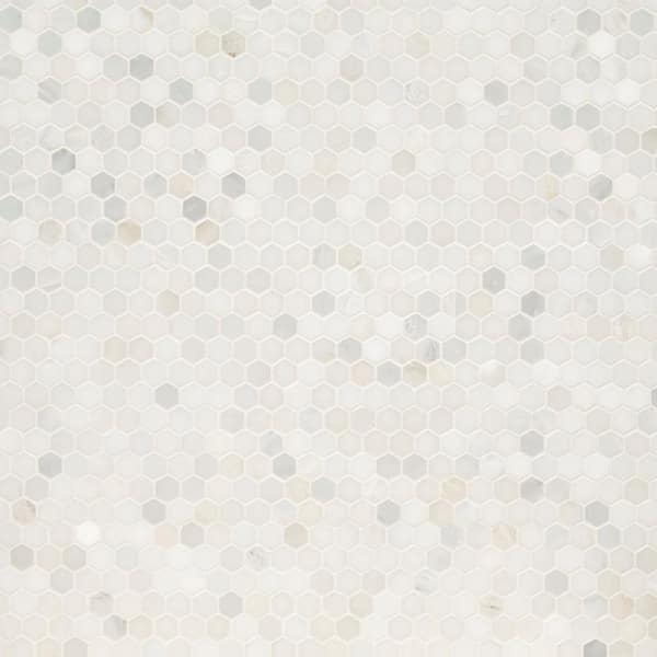Greecian White Hexagon 12 in. x 12 in. x 10mm Honed Marble Mesh-Mounted Mosaic Tile (8.9 sq. ft. / case)