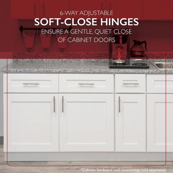 Brookings Plywood Ready to Assemble Shaker 15x34.5x24 in. 3-Drawer Base Kitchen Cabinet in White