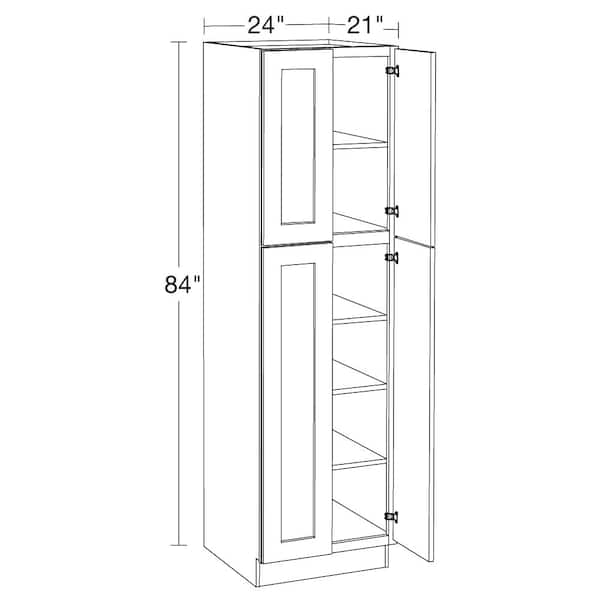 Tremont Pearl Gray Painted Plywood Shaker Assembled Bath Linen Kitchen Cabinet Sf Cl 24 in W x 21 in D x 84 in H