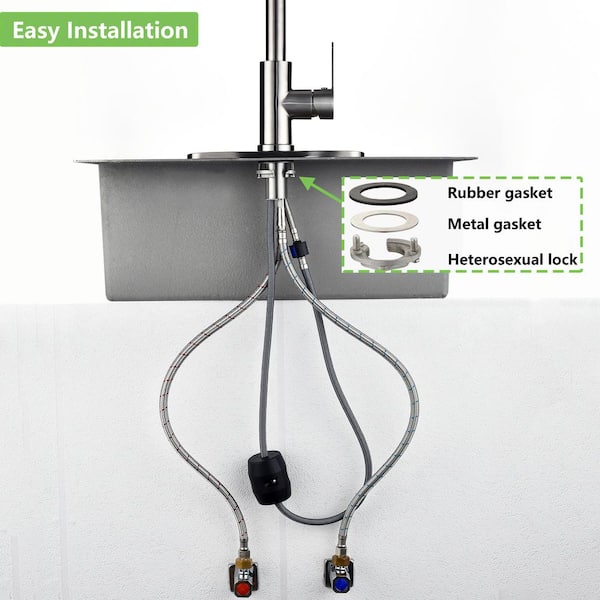 Modern Single-Handle Pull-Down Sprayer Kitchen Faucet with 3 Spray Mode in Stainless Steel