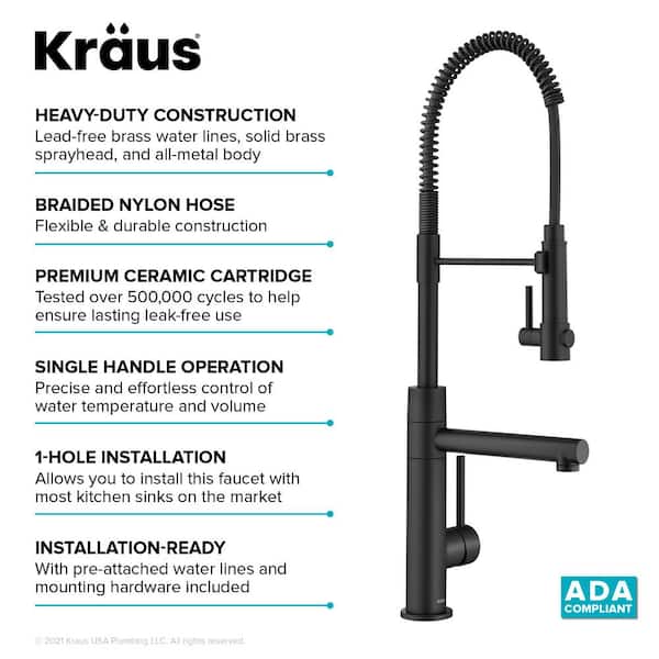 Artec Pro Single Handle Pull Down Sprayer Kitchen Faucet with Pot Filler in Matte Black