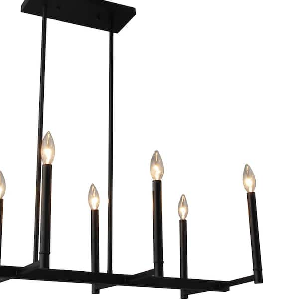 8-Light Matte Black Candlestick Chandelier