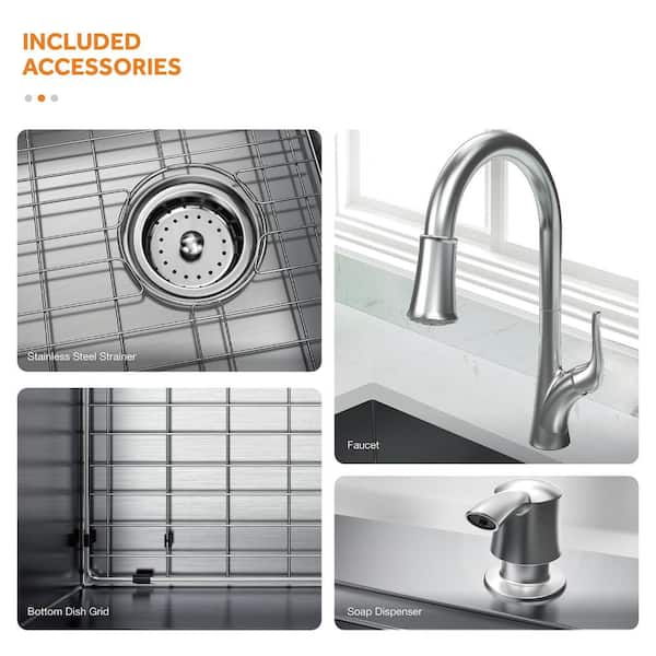 All-in-One Undermount Stainless Steel 23 in. Kitchen Sink