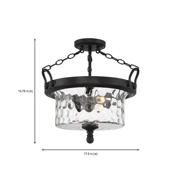 17.5 in. Amilla 3-Light Natural Iron Interior Ceiling Light Semi Flush Mount